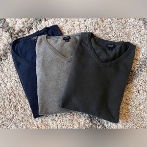 J. Crew Men's V-Neck Sweater Lot of 3 (grey, green, blue)